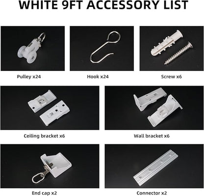 Curtain Track for Ceiling or Wall, Heavy Duty Aluminum Alloy with Smooth Sliding, Easy to Install, White, 3ft To 9ft