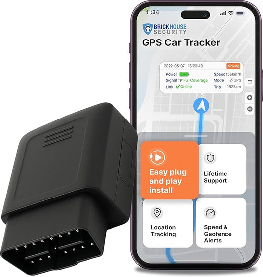 Brickhouse Security GPS Tracker for Vehicles- TrackPort OBD II Tracking Device- Tracker for Car Location and Speed- Mini OBD GPS Tracker for Vehicles- GPS Trackers- Subscription Required