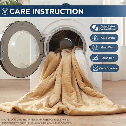 Westinghouse Electric Blanket Twin, Heated Blanket Twin Size with 10 Heating Levels and 1 to 12 Hours Heating Time Settings, Flannel to Sherpa Reversible, Machine Washable (62" x 84", Red)