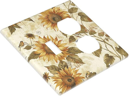 Wallplates Rustic Sunflower Floral Pattern 1 Toggle 1 Duplex Switch Plate Electrical GFCI Faceplate Decorative Light Switch Covers for Bedroom Cabin Decor