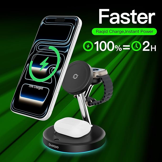 2025 3 in 1 Charging Station for Apple Compatible with Magsafe Charger Stand for iPhone 17 16 15 14 13 12 Wireless Charging Station for AirPods Wireless Charger for iWatch Series