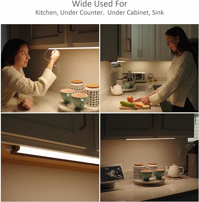 LED Under Cabinet Lighting Hardwired or Plug in, 40 Inch 20W, Dimmable 5 Color 2700K/3000K/3500K/4000K/5000K, Linkable Eyes Care Design Counter Lights for Kitchen, Sink, ETL Listed, Bronze