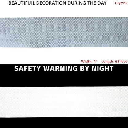 Non Fading White Reflective Tape Outdoor Waterproof 4 inch, High Visibility Warning Industrial Marking Tape, Safety Stickers (68 feet)