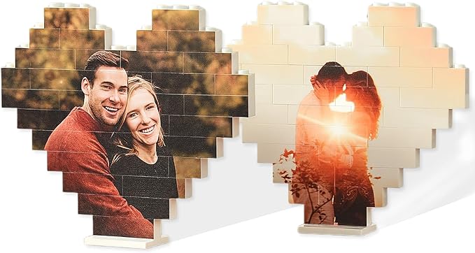 NAZENTI Personalized Building Brick Photo Block, Custom Couple Photo Puzzle, Customized Picture Block Gift for Boyfriend, Girlfriend, Husband, Wife, Family, Unique Couples Gifts for Valentine’s Day
