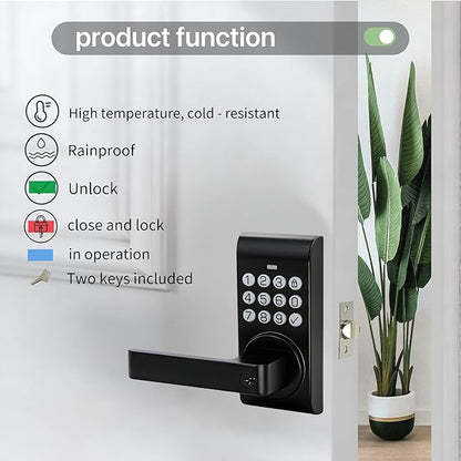 Smart Keypad Door Lock with Handle, Keyless Entry Digital Electronic Lock for Front/Interior Door with Anti-Peeping, Auto Lock & Passage Mode - Easy Installation