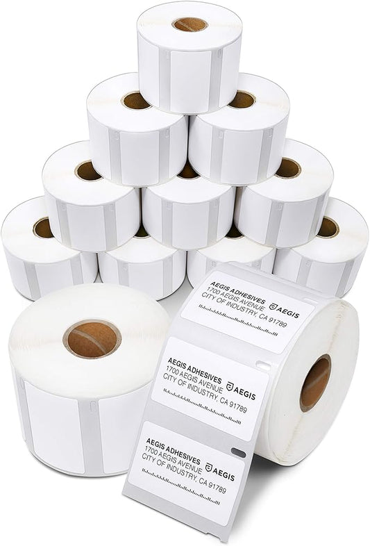 Aegis Adhesives - 2-1/4" X 1-1/4" Replacement for DYMO 30334 (12 Rolls/12000 Labels) Direct Thermal UPC Barcode Labels - Compatible with LabelWriter 450, 450 Turbo, 4XL Printers (NOT 550, 5XL)