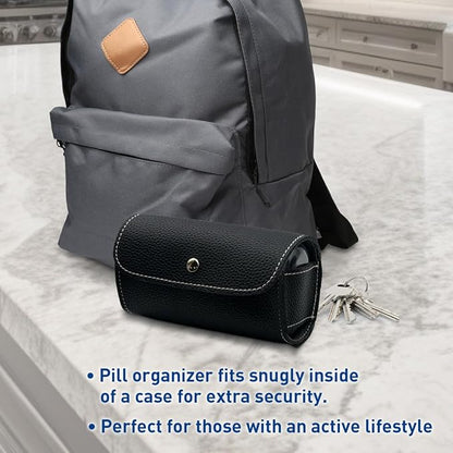 EZY DOSE Weekly (7-Day) AM/PM Pill Case, Medicine Planner, Vitamin Organizer, Pop-Out Compartments, 2 Times a Day, Black Lids, Includes Black Case, BPA Free