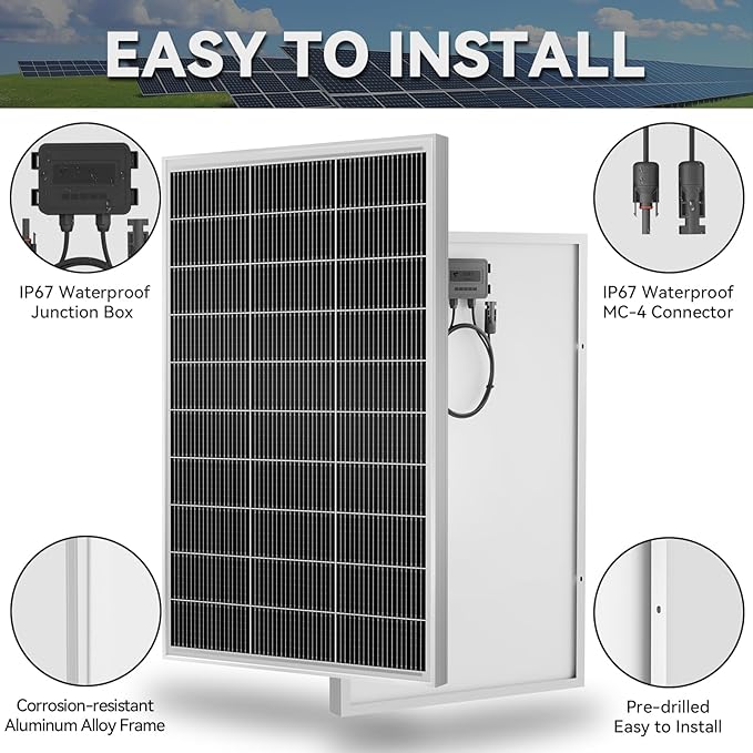 150W 8pack 1200 Watt Solar Panels Monocrystalline Cell High-Efficiency PV Module, Solar Panels for Homes Camping RV Battery Boat Caravan and Other Off-Grid System