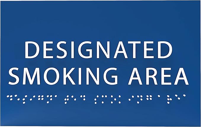 6" X4" Designated Smoking Area Sign - ADA Compliant Tactile Graphics Grade 2 Braille Text | Smoking Permitted Wall Signs for Offices, Private Businesses, Schools, and Restaurants