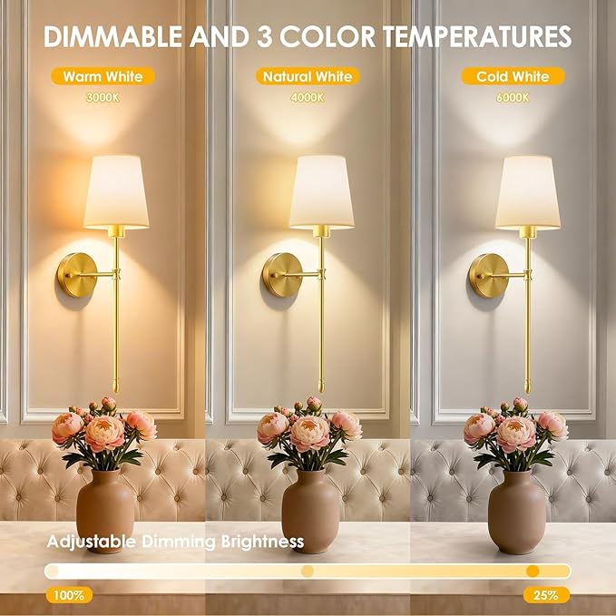 OCATO Battery Operated Wall Sconce: 10000mAh Wireless Wall Sconces Set of Two Rechargeable Lamp Dimmable Magnetic Lights with 7 RGB Colors and Remote Home Decor Walls Decor for Bedroom Living Room