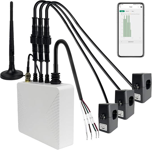 Smart Home Energy Monitor with 3 300A Clamps EdgeAnt, Real-Time Accurate Energy Consumption Tracking and Save Money, Home Energy Automation and Control, Solar Net Metering 2.4 GHz WiFi