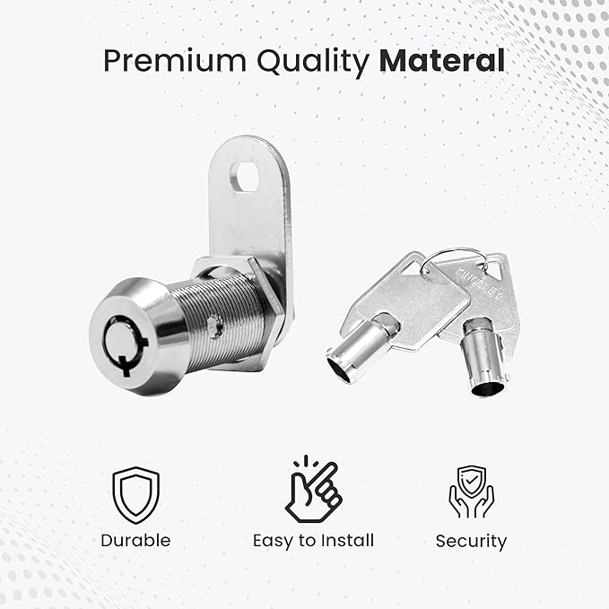 Kingsley Tubular Cam Lock With 7/8" Cylinder-Chrome Finish, Keyed Alike, RV Replacement, Camper, Cabinet, ATM, Vending Machine, Tool Box, File Cabinet, Arcade Lock