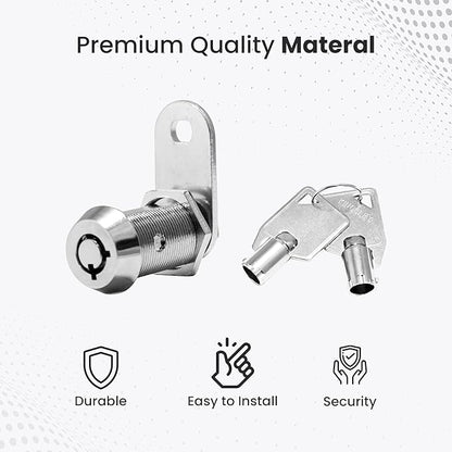 Kingsley Tubular Cam Lock With 7/8" Cylinder-Chrome Finish, Keyed Alike, RV Replacement, Camper, Cabinet, ATM, Vending Machine, Tool Box, File Cabinet, Arcade Lock
