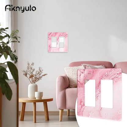 Abstract Pink Marble Design Acrylic Outlet Wall Plate Light Switch Cover Decorative Wall Plate 2 Gang