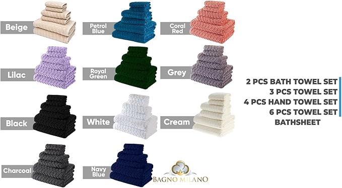 BAGNO MILANO Turkish Bath Towels, Soft Plush Jacquard Luxury Bath Towels, Quick Dry Towel Set (Lavender, Bath Sheet)