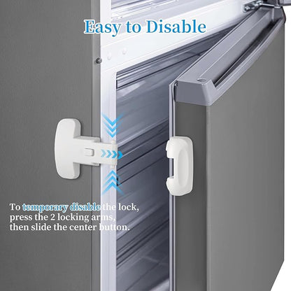 YCT Baby Proof Fridge Lock, Refrigerator Fridge Freezer Door Latch to Keep Closed, Automatically Lock While Closing The Door, Easy to Install (Grey 2PCS)