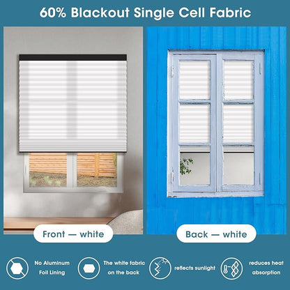 SmartWings Motorized Cellular Shades with Remote, Customized Electric Cordles Honeycomb Blinds Compatible with Alexa/Homekit/Google for Windows, 80% Blackout Double Cell White