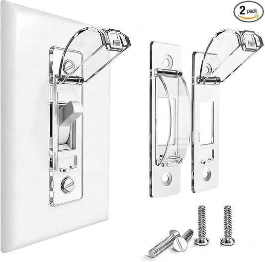 2 Pack Toggle Light Switch Cover Guard Child Proof Wall Light Switch Lock Protects Your Lights from being Accidentally Turned On or Off by Children and Adults, Clear