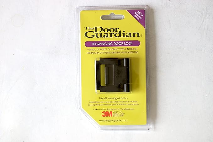 The Door Guardian - Door Lock for in-Swinging Doors, Home Security Latch Device, Childproof, Easy to Install (Black)