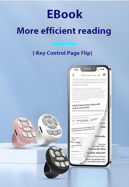 TK Rechargeable Fingertip Wireless Bluetooth Remote Control TK Scrolling Ring, RC Page Turner Music Video Camera Shutter for iPhone Android (White)