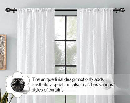 KAMANINA 1 Inch Extra Long Curtain Rod 140 to 195 Inches Black Heavy Duty Curtain Rods for Windows 120 to 170 Inch, Adjustable Drapery Rods with Netted Texture Finials