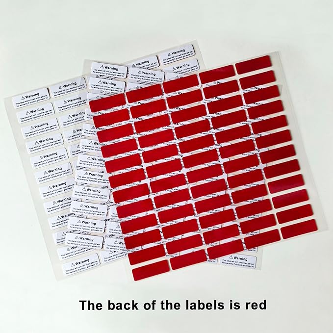 170pcs1.2x0.4 inch Water Sensitive Sticker Turn Red When Got Wet Device Potential Damage Indicator Warranty Void Instruction Liquid Sensor Label