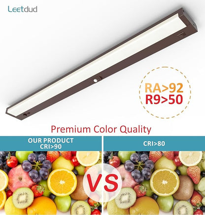 LED Under Cabinet Lighting Motion Sensored Hardwired with Built-in Dimmer, 32 Inch 16W Dimmable 5 Color 2700/3000/3500/4000/5000K, Linkable Eyes Care for Kitchen, Counter, ETL Listed, Bronze