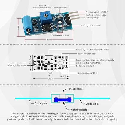 5Pcs SW-420 Vibration Sensor Module Vibration Switch Alarm Sensor Module for Arduino