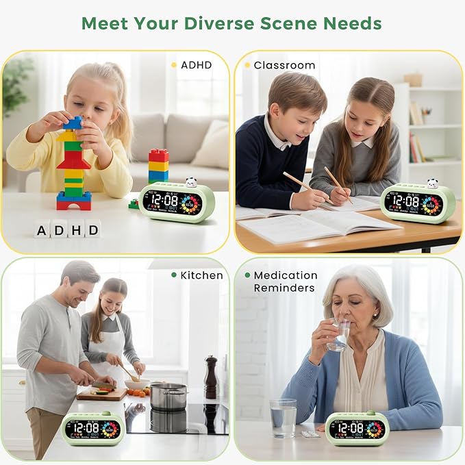 Mooking Digital Alarm Clock for Bedroom, Visual Timer for Kids, 199 Minute Rechargeable Digital Clock with Timers for Home School Supplies Study Teaching Time Timer Management Tool Countdown Timers