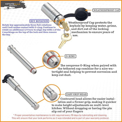 61673 | 3 Pack, Keyed Alike, Receiver Locks for 3" Receiver