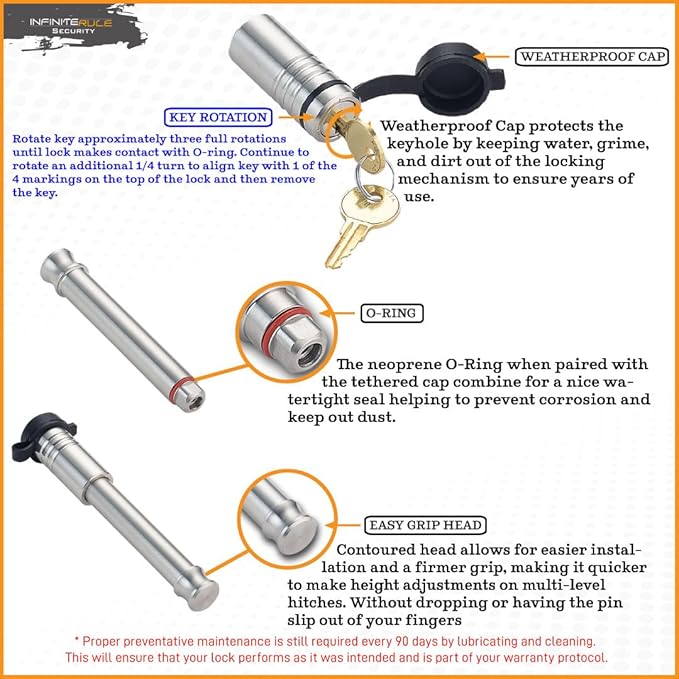 2.5" Receiver Hitch Lock - Heavy-Duty Stainless Steel Anti-Theft Lock for Trailers, RVs & UTVs - Made in USA