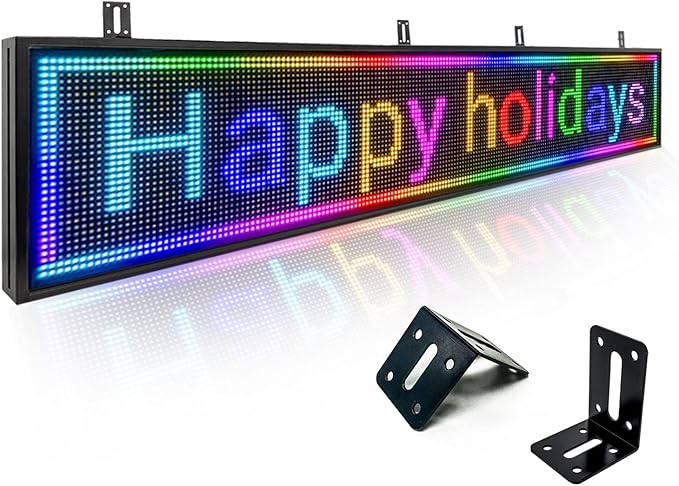 Programmable Led Sign with Full Color Display - Energy Saving and Waterproof Led Message Board for Schools, Shops and Cafes, Supports wifi Connection,77"x14"