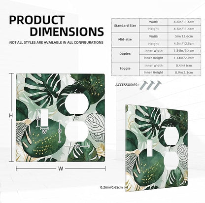 Wallplates Boho Tropical Leaves 1 Toggle 1 Duplex Switch Plate Electrical GFCI Faceplate Decorative Light Switch Covers for Bedroom Bathroom Decor
