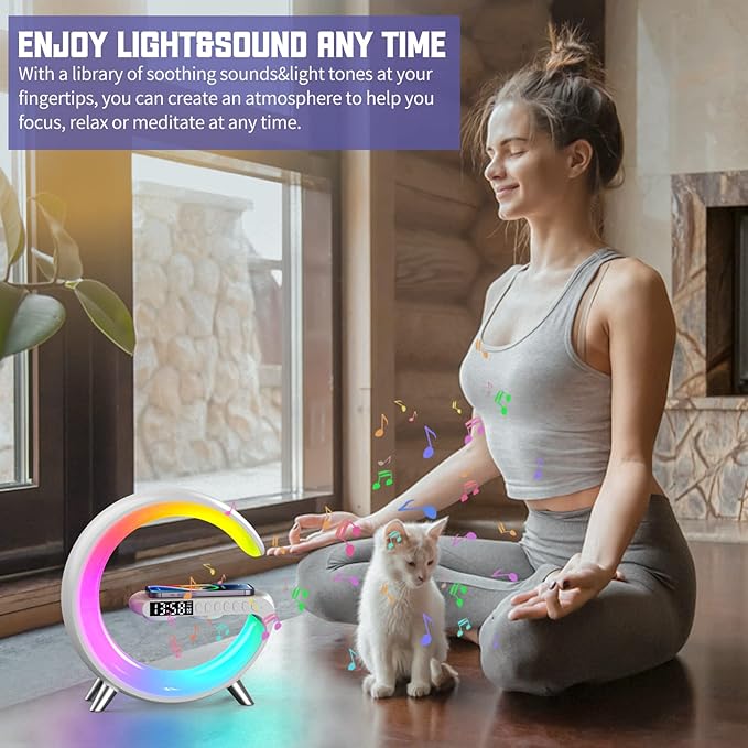 2026 New Smart Table Lamp with 4-in-1 Wireless Charger, Bluetooth Speaker, Alarm Clock, Night Light, App Control, for Bedroom, Office, Home Decor