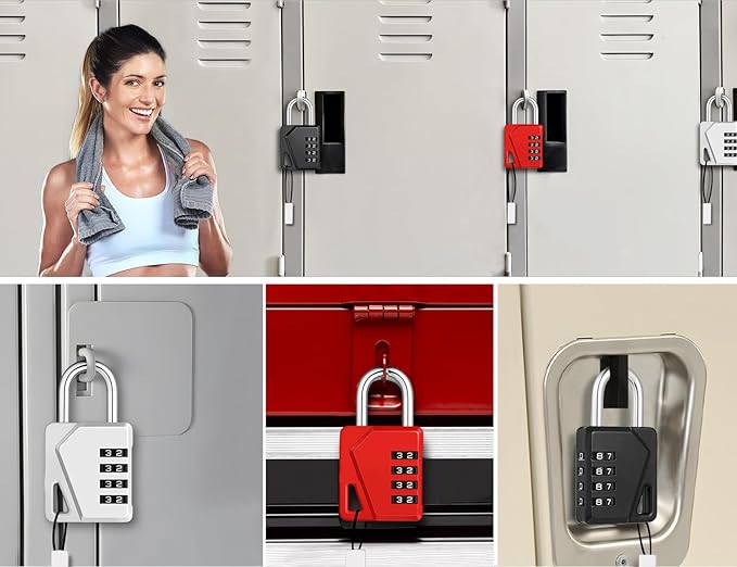 ZHEGE Locks for Locker with Code, Small Combo Lock with DIY Name Tags for School, Toolbox, Cabinet (Black & Red, 2 Pack)