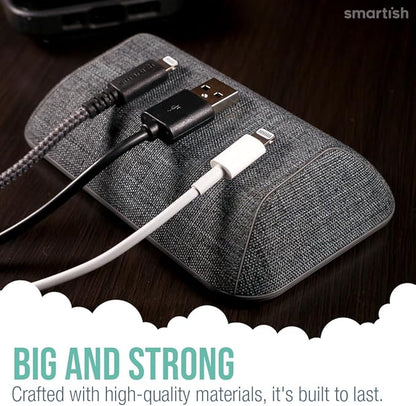 Smartish® Magnetic Cord Holder - Bigger Cable Wrangler Stocking Stuffer Organizer with Magnet Clips for Charger Management on Desktop, Nightstand - Holds 6+ Cables - No. 2 Pencil Gray