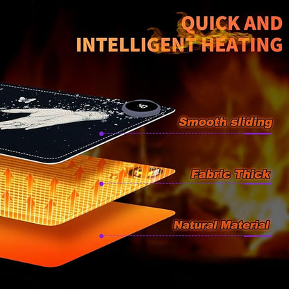Heated Mouse Pad 23.6 x 14 in 3-Temp Fast Heating Desk Mat with Auto Timer Warmer for Hands Wrist Pain Relief Waterproof Keyboard Mat for Office, Gaming, Home, Butterfly Hands Art