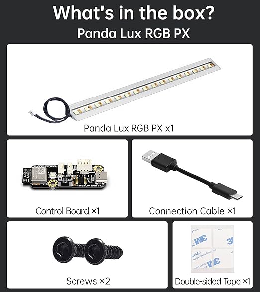 BIQU Panda Lux RGB for Bambu-Lab P1S P1P X1C X1E 3D Printers, Upgraded Light Strip Kit with H2D Style Lighting, Dynamic RGB Lighting Printer Status Indicator