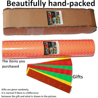 Orange Reflective Tape Outdoor Waterproof 12 inch, High Visibility Warning Industrial Marking Tape, Safety Stickers (11 feet)