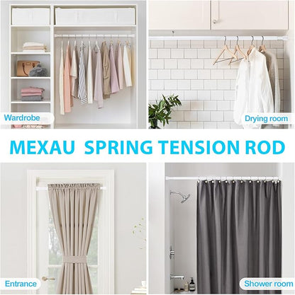 White Tension Curtain Rod for Windows 28 to 48 inch, Adjustable Expandable Pressure Spring Curtain Rod No Drilling, 7/8" Curtain Rod for Bedroom Doorway Closet Door
