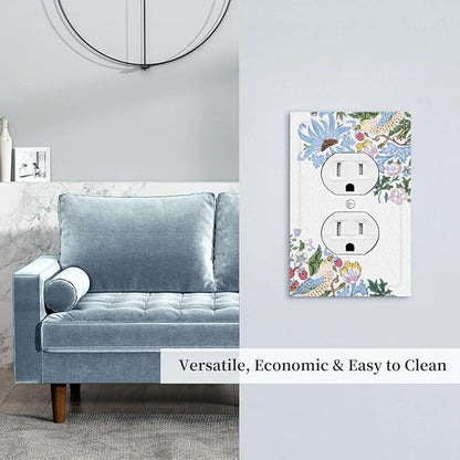 Decorative Outlet Covers Retro Morris Strawberry Rustic Plant Bird 1 Gang Duplex Light Switch Cover Plate Wall Plates for Electrical Outlets Switchplate Faceplate