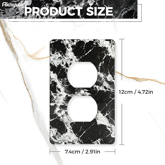 Black White Marble Pattern Acrylic Outlet Covers Light Switch Plate Decorative Wall Plate Light Switch Plate Cover Double Hole Outlet Plate Cover
