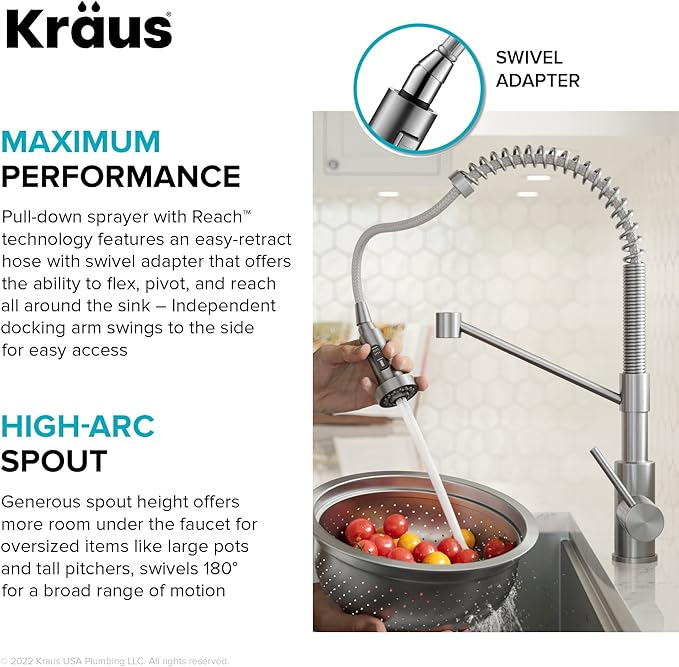 KRAUS Bolden Touchless Sensor Commercial Style 2-Function Single Handle Pull Down Kitchen Faucet in Spot-Free Antique Champagne Bronze, KSF-1610SFACB