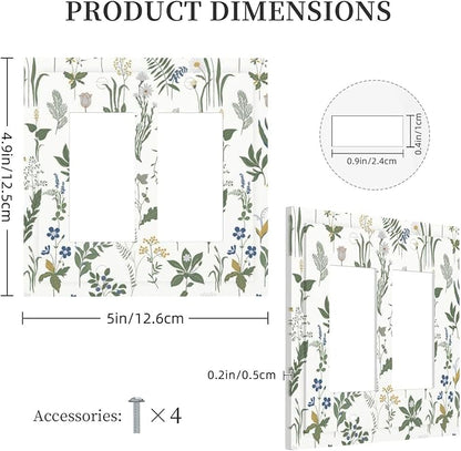 Decorative Outlet Covers Floral Green Leaf Plant Flowes 2 Gang Double Gfci Rocker Electrical Wall Panels Light Switch Cover Plate For Bed Room Farmhouse Decor