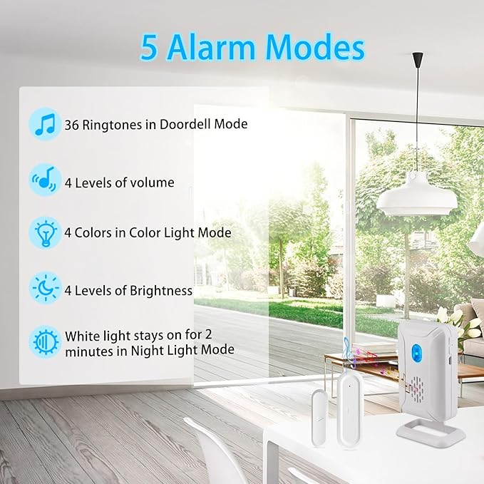GreenCycle Door Sensor Chime When Door Opens, Entry Alert Chime for Business/Home/Office/Store, 600FT Range, 36 Chimes 4 Adjustable Volume, 3 Sensors + 2 Receivers