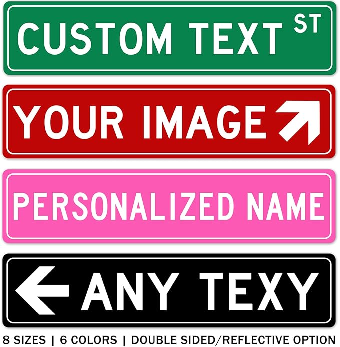 Custom Street Sign with Directional Arrow, Double Sided/Reflective Option, Personalized Road Address Metal Sign, Customize for Business, Office, Outdoor, Home, Delivery 18''x4''