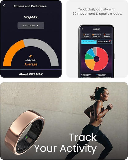 aaboRing Smart Ring, Men, Women, Track Heart Rate, Fitness, Activity, Sleep Stress Monitoring, Step Count, Up to 7 Days of Battery Life, Titanium, No App Subscription, Silver 13