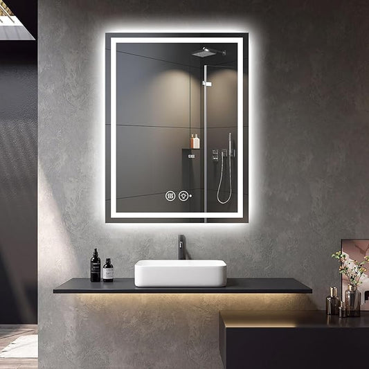 20"x28" LED Bathroom Mirror with Lights, Smart Lighted Bathroom Mirror for Wall, Anti-Fog Lighted Vanity Mirror with Memory, Shatterproof