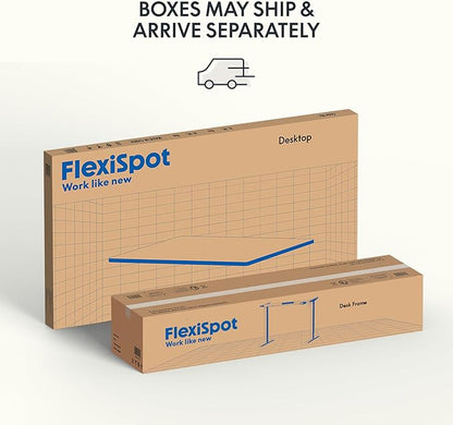 FLEXISPOT EN1 Bamboo Standing Desk, 55 x 28 Inches Whole-Piece Electric Adjustable Height Sit Stand Desk for Home Office (White Frame + Bamboo Top, 2 Packages)