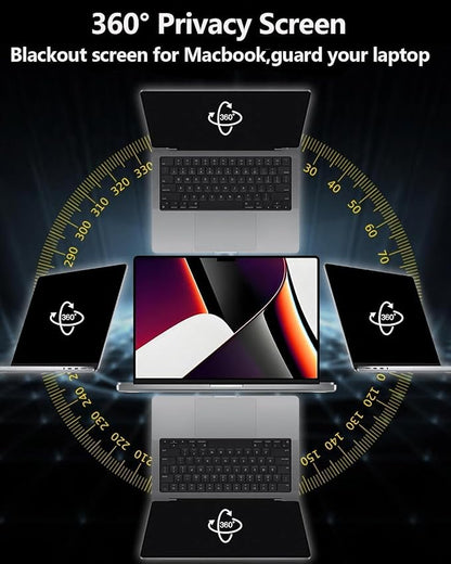 Easy On/Off Magnetic 360° Privacy Screen Filter Compatible with MacBook Pro 16 inch (2024, 2023, 2022, 2021, M4, M3, M2, M1, Pro, Max), Anti Glare Laptop Privacy Screen Shield with Camera Cover - UV block 90%-Model: A2485 A2780 2991 A3186 A3403